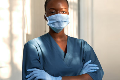 woman wearing a mask
